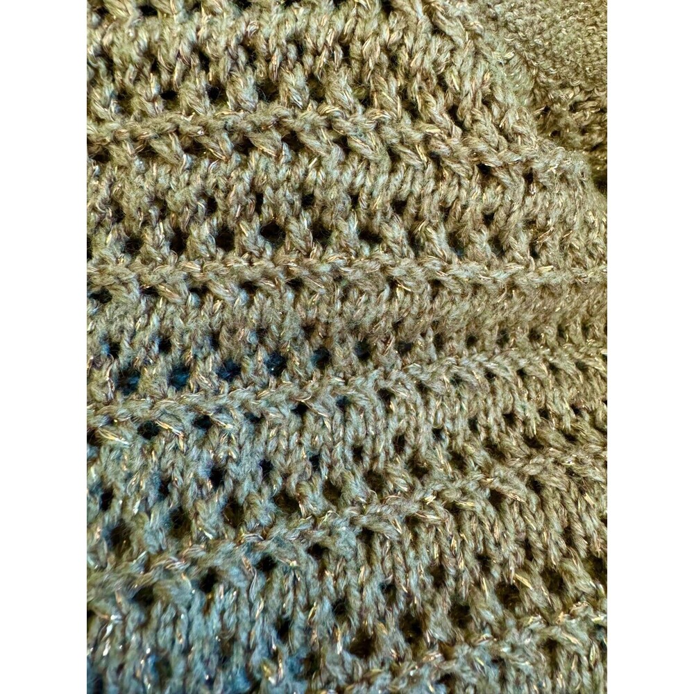 New York & Co Shimmery Cowl Sweater Sz L Open Knit Gold Thread Special Party - Picture 9 of 11
